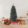 COZONY Flocked Artificial Christmas Tree, Slim Pre-Lit Snow Pine Xmas Tree with Metal Stand, Realistic Branches for Indoor Outdoor Holiday Home Decor - 4 of 4