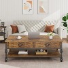 41"  Coffee Table with Storage & Drawers,Mid Century Wooden Large Center Table for Living Room, Apartment, Bedroom - 2 of 4