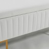 INFURNIC Ottomans and Benches Oval Velvet Storage Bench Upholstered Bedroom Bench with Metal Legs for Living Room, Grey, 45.6"*15.7"*17.5" - 2 of 4