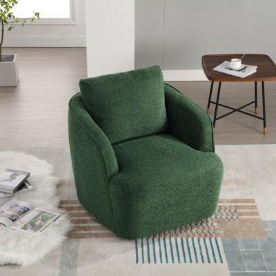 30.3"W Boucle Upholstered 360 Degree Swivel Accent Single Sofa Chair, Ivory/Charcoal/Green/Navy/Mustard, 4W-ModernLuxe