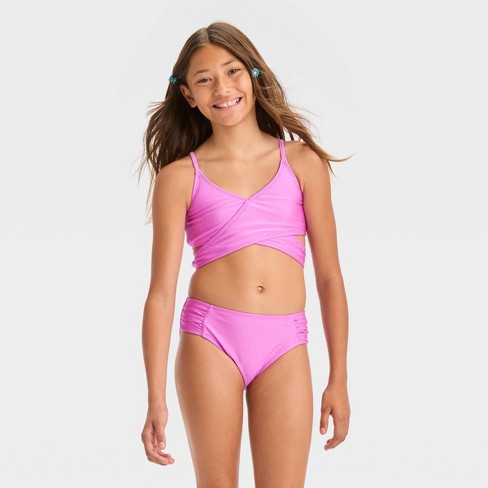 Girls' Simple Tropical Bikini Set - Cat & Jack™ Purple : Target