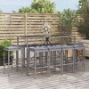 vidaXL Patio Bar Set Outdoor Garden Table with Stool with Cushions Poly Rattan - Gray 70.9" Table Length 10 Pieces - 2 of 4