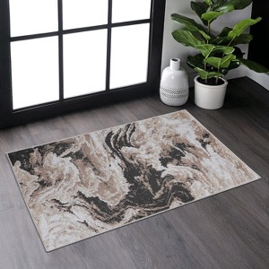 Airsurfer 2'x3' Marble Beige Area Rug Abstract Marble Pattern Area Rug Home Decor for Living Room and Bedroom - 1 of 4