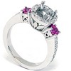 Pompeii3 3/4ct Pink Sapphire & Diamond Engagement Ring Semi Mount 14K White Gold - 3 of 4