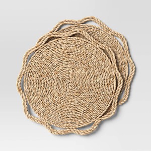 2pk Woven Seagrass with Wavy Border Charger New ivory - Threshold™ - 1 of 4