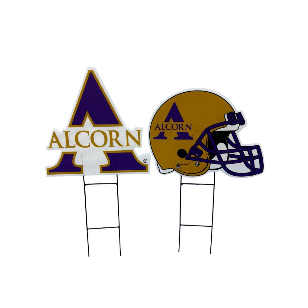 NCAA Alcorn State Braves Logo and Helmet 2pk Yard Sign Set