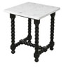 HomeRoots 24" White and Black Marble and Solid Wood Square Trestle End Table - 4 of 4