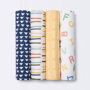 Flannel Baby Blankets Primary - Cloud Island™ 4pk - 1 of 3