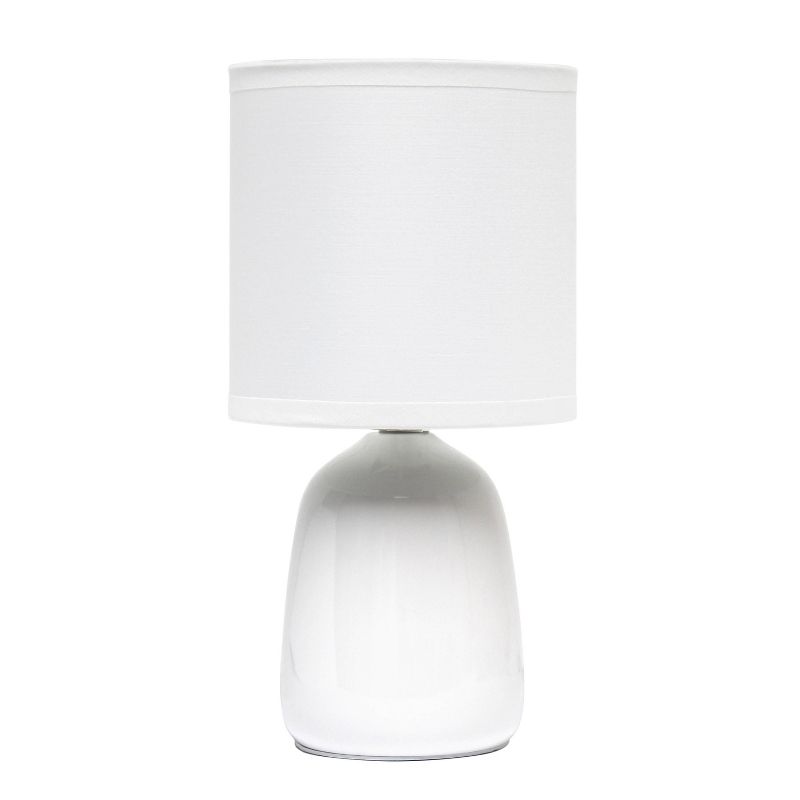10.04" Traditional Ceramic Thimble Base Bedside Table Desk Lamp with Matching Fabric Shade - Simple Designs, 1 of 10