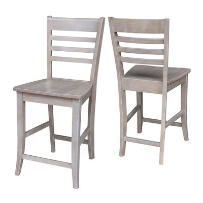 Cosmo Vintage Washed Grey Solid Hardwood 24" Counter Stool