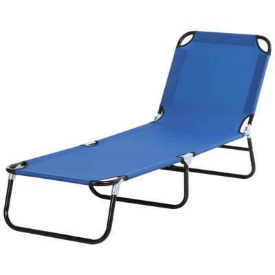 Blue Steel Frame Folding Outdoor Chaise Lounge Chair