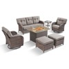 Belord Outdoor Wicker Patio Furniture Set with 41" Propane Fire Pit Table, Swivel Patio Chairs Set with Sofa Couch, Fire Pit Table and Ottoman - 4 of 4