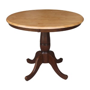 36" Round Top Pedestal Dining Table Cinnamon/Espresso – International Concepts: Solid Wood, Seats 4 - 1 of 4