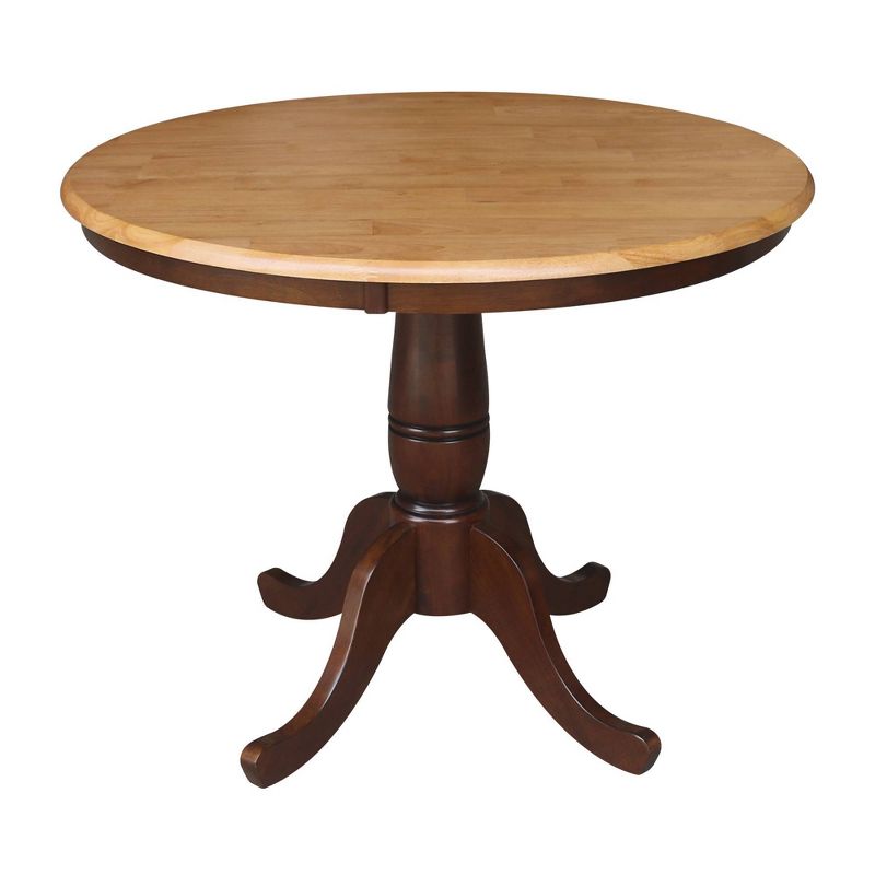 36&#34; Round Top Pedestal Dining Table Cinnamon/Espresso &#8211; International Concepts, 1 of 9