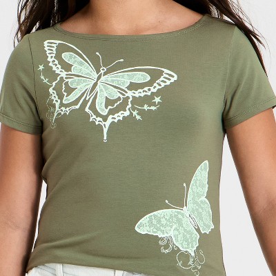 Art Class Girls' Boatneck Graphic Short Sleeve T-Shirt - art class™ Green S — фото 2