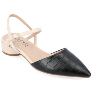 Journee Collection Womens Brynn Croco Vegan Leather Pointed Toe Flats - 1 of 4