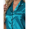 cheibear Women's Silky Satin Nightwear with Shorts Lounge Sleepwear Pajama Set - 4 of 4