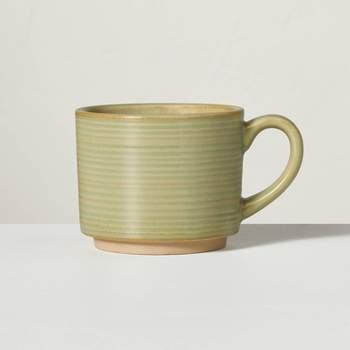 10oz Ribbed Stoneware Mug Green - Hearth & Hand™ with Magnolia