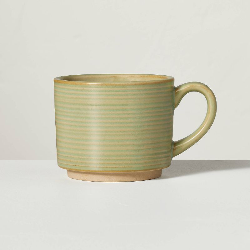 10oz Ribbed Stoneware Mug Green - Hearth &#38; Hand&#8482; with Magnolia, 1 of 5