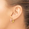 Chisel Stainless Steel Polished Yellow IP-plated with Pink Enamel and Cubic Zirconia 5mm Hinged Hoop Earrings - 3 of 4