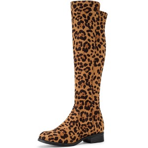 Allegra K Women's Halloween Side Zipper Chunky Heels Knee High Boots - 1 of 4