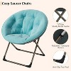 Comfy Saucer Chairs, Folding Reading Lounge Chair, Cozy Faux Fur Living Room Chair with Soft Thick Padded Seat & Metal Frame, Blue, Gold Leg, 2pcs - 3 of 4