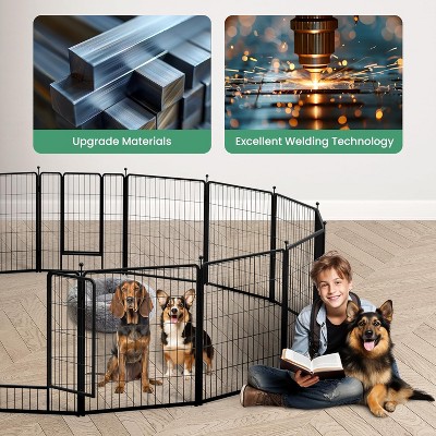 Akoasm 40 Inch 8-Panel Portable & Foldable Metal Pet Playpen With Anti-Rust Coating For Large Medium Dogs-Black