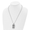 Black Bow Jewelry Stainless Steel Cable Inlay Convex Curved Dog Tag Necklace, 22 Inch - 3 of 4