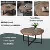 Vintage Coffee Table with Patchwork Craft Top&Cross Metal Legs, Farmhouse Cocktail Table Center Table, Antique Black/Brown/Oak Natural-ModernLuxe - 3 of 4