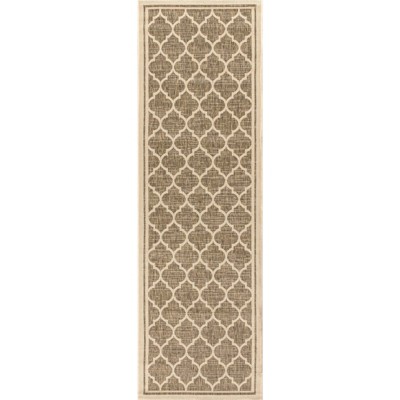 Moroccan Trellis Brown/Beige Synthetic Indoor/Outdoor Runner Rug