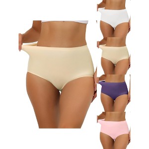 Allegra K Women's Elastic High-Waisted Breathable Unlined No-Show 5 Packs Hipster Underwear - 1 of 4