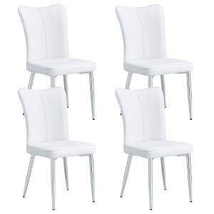 Lyngins Modern Dining Chairs with High Backrest,Upholstered Armless Kitchen Chairs,PU Chairs for Kitchen,Dining Room - 1 of 4