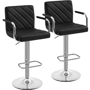 Yaheetech Set of 2 Faux Leather Bar Stools with Backrest and Footrest - 1 of 4