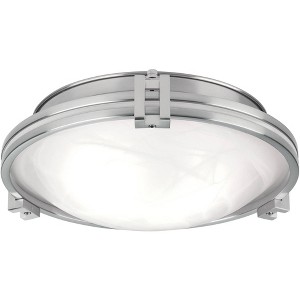 Possini Euro Design Deco Modern Ceiling Light Flush Mount Fixture 12 3/4" Wide Brushed Nickel 2-Light Marbleized Glass for Bedroom Kitchen Living Room - 1 of 4