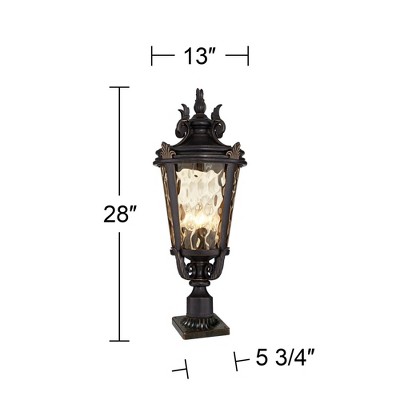 Vintage Bronze Outdoor Post Light with Champagne Glass