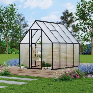 Aluminum-Framed Polycarbonate Greenhouse, Heavy Duty, with Quick Setup Structure and Roof Vent, Large Enhanced Aluminum GreenhouseKit for Outdoors - 1 of 4