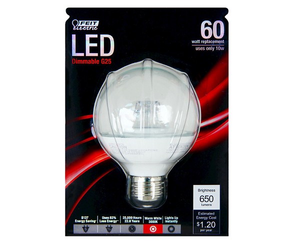 Feit 60-Watt G25 LED Light Bulb - Soft White