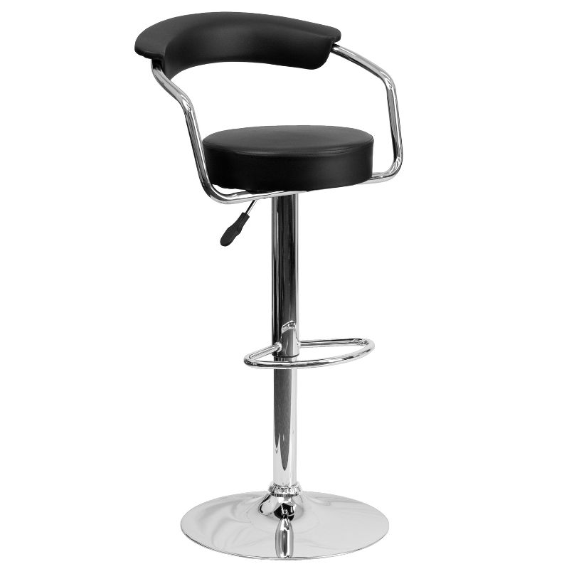 Flash Furniture Contemporary Vinyl Adjustable Height Barstool with Arms and Chrome Base, 1 of 6