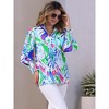 INSPIRE CHIC Women's Casual V Neck Floral Roll Up Long Sleeve Chiffon Button Down Fashion Blouses - 3 of 4