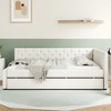 Full XL Size Upholstered Tufted Button Platform Bed Frame with Twin XL Trundle, Beige/Pink-ModernLuxe - 2 of 4