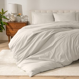 100% Organic Cotton Percale Duvet Cover and Sham Set by Bare Home - 1 of 4