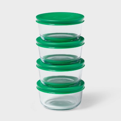 8pc (set of 4) 1c Round Glass Food Storage Container Set - Room Essentials™