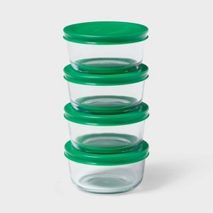 8pc (set of 4) 1c Round Glass Food Storage Container Set - Room Essentials™ - 1 of 3