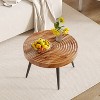 KTMBDW Round Coffee Table, Modern Coffee Table with Black Metal Leg and Annular Texture design, for Living Room, 23.6 Inches - 2 of 4