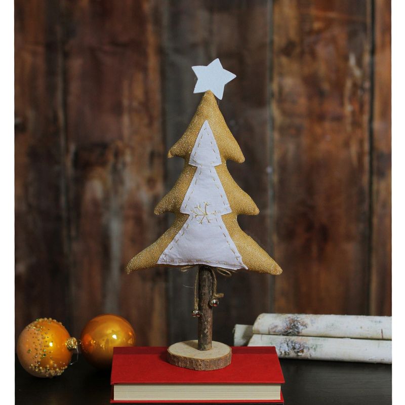 Northlight 16” White and Gold Christmas Tree With Bells Tabletop Decor, 4 of 5