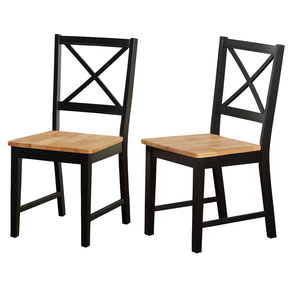 Set of 2 Virginia Farmhouse Crossback Dining Chairs Black - Buylateral