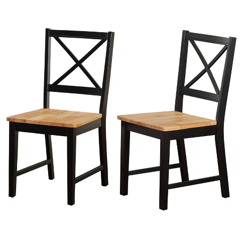 Set Of 2 Virginia Farmhouse Crossback, Black Cross Back Dining Room Chairs