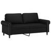 vidaXL Modern 2-Seater Sofa in Black Faux Leather with Decorative Throw Pillows - Stain-Resistant and Easy-to-Clean - 55.1" Seating Width - 3 of 4