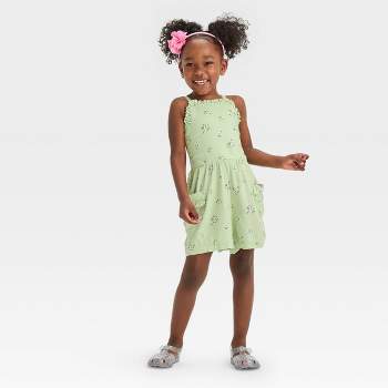 Toddler Girls' Floral Romper - Cat & Jack™ Olive Green