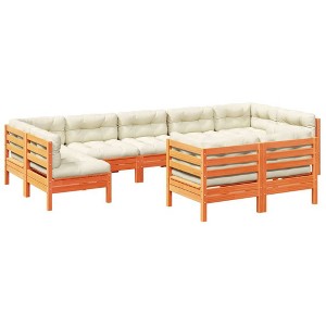 vidaXL 9 Piece Patio Sofa Set with Cushions - Wax Brown - 1 of 4